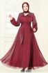 Taş İşlemeli Janjan Abiye 5693EDF311-MS Bordo - Thumbnail