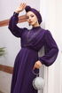 Taş İşlemeli Şifon Abiye 5408AB368-MS Mor - Thumbnail