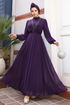 Taş İşlemeli Şifon Abiye 5408AB368-MS Mor - Thumbnail