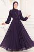 Taş İşlemeli Şifon Abiye 5408AB368-MS Mor - Thumbnail