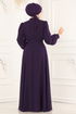 Taş İşlemeli Şifon Abiye 5408AB368-MS Mor - Thumbnail