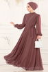Taş İşlemeli Şifon Abiye 5408AB368-MS Pudra Vizyon - Thumbnail