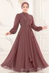 Taş İşlemeli Şifon Abiye 5408AB368-MS Pudra Vizyon - Thumbnail