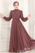 Taş İşlemeli Şifon Abiye 5408AB368-MS Pudra Vizyon - Thumbnail