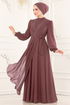 Taş İşlemeli Şifon Abiye 5408AB368-MS Pudra Vizyon - Thumbnail