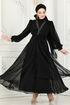 Taş İşlemeli Şifon Abiye 5408AB368-MS Siyah - Thumbnail