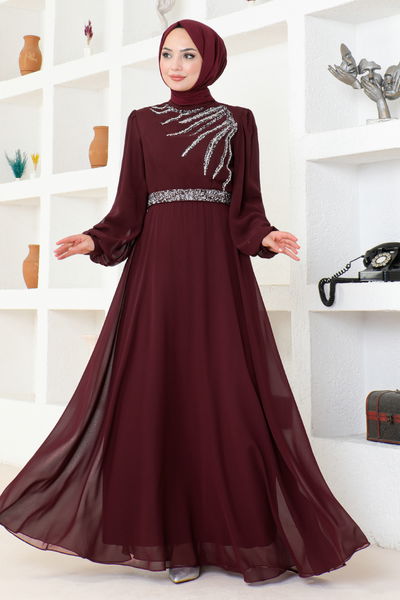 LPN - Taşlı Abiye LPN6025 Bordo