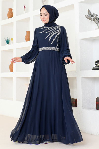 LPN - Taşlı Abiye LPN6025 Lacivert