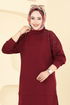 Taşlı Degaje Yaka Takım 2711AYD574-MS Bordo - Thumbnail