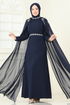 Taşlı Pelerinli Şifon Abiye 8073AB368-MS Laci - Thumbnail