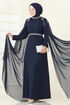 Taşlı Pelerinli Şifon Abiye 8073AB368-MS Laci - Thumbnail