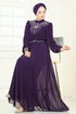 Taşlı Şifon Abiye 8010AB368-MS Mor - Thumbnail