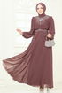 Taşlı Şifon Abiye 8010AB368-MS Pudra Vizyon - Thumbnail
