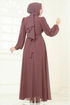 Taşlı Şifon Abiye 8010AB368-MS Pudra Vizyon - Thumbnail