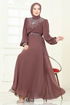 Taşlı Şifon Abiye 8010AB368-MS Pudra Vizyon - Thumbnail