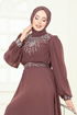 Taşlı Şifon Abiye 8010AB368-MS Pudra Vizyon - Thumbnail