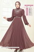 Taşlı Şifon Abiye 8010AB368-MS Pudra Vizyon - Thumbnail