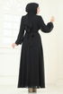 Taşlı Şifon Abiye 8010AB368-MS Siyah - Thumbnail
