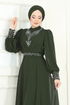 Taşlı Şifon Tesettür Abiye 7084ABK1075-MS Haki - Thumbnail