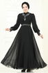 Taşlı Şifon Tesettür Abiye 7084ABK1075-MS Siyah - Thumbnail
