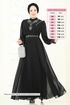 Taşlı Şifon Tesettür Abiye 7084ABK1075-MS Siyah - Thumbnail