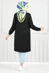 The Article Silvery Hijab Tunic 798OZR1047-M Black - Thumbnail