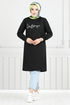 The Article Silvery Hijab Tunic 798OZR1047-M Black - Thumbnail