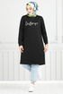 The Article Silvery Hijab Tunic 798OZR1047-M Black - Thumbnail