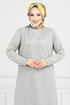 The Article Silvery Hijab Tunic 798OZR1047-M Grey - Thumbnail