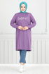 The Article Silvery Hijab Tunic 798OZR1047-M Lilac - Thumbnail