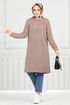 The Article Silvery Hijab Tunic 798OZR1047-M Mink - Thumbnail