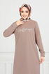 The Article Silvery Hijab Tunic 798OZR1047-M Mink - Thumbnail