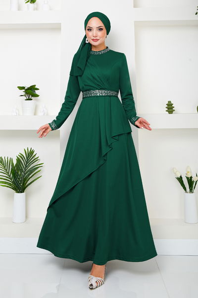 MRV D.V.L. - The Belt Stony Hijab Dress 268DVL897-M Emerald