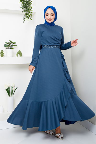 MRV K.T.R. - The Belt The Stone Detailed Dress 4445KTR927-M Indigo