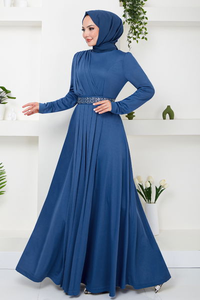 MRV D.V.L. - The Belt The Stone Embroidered Dress 278DVL897-M Indigo