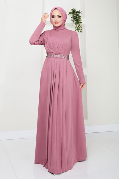 MRV D.V.L. - The Belt The Stone Embroidered Dress 278DVL897-M Rose Kurusu