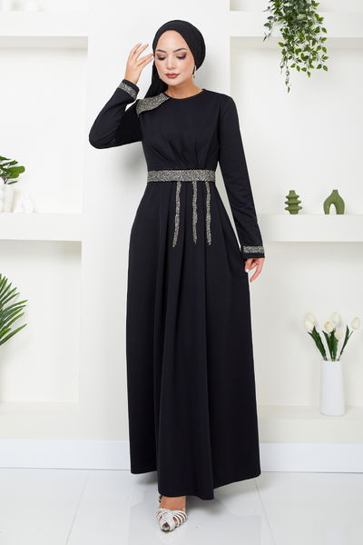 MRV S.L. - The Belt The Stone Embroidered Evening dress 5029SL890-M Black