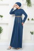 The Belt The Stone Embroidered Evening dress 5029SL890-M Indigo - Thumbnail