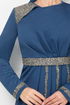 The Belt The Stone Embroidered Evening dress 5029SL890-M Indigo - Thumbnail