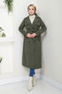 The Front Buttoned Up Coat 16126BSK984-M Khaki - Thumbnail