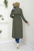 The Front Buttoned Up Coat 16126BSK984-M Khaki - Thumbnail