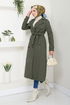 The Front Buttoned Up Coat 16126BSK984-M Khaki - Thumbnail