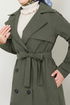 The Front Buttoned Up Coat 16126BSK984-M Khaki - Thumbnail