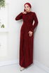 The Front Drapeli Evening dress 5622END900-M Burgundy - Thumbnail