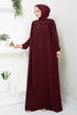 The Front Half Pat Buttoned Up Dress 2020BGS895 Burgundy - Thumbnail