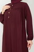 The Front Half Pat Buttoned Up Dress 2020BGS895 Burgundy - Thumbnail