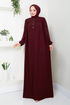 The Front Half Pat Buttoned Up Dress 2020BGS895 Burgundy - Thumbnail