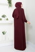 The Front Half Pat Buttoned Up Dress 2020BGS895 Burgundy - Thumbnail