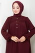 The Front Half Pat Buttoned Up Dress 2020BGS895 Burgundy - Thumbnail