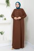 The Front Half Pat Buttoned Up Dress 2020BGS895 Taba - Thumbnail